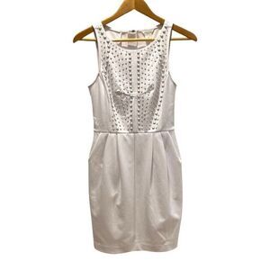 Club Monaco White Lyndsey Sleeveless A-Line Embellished Dress Women's 0